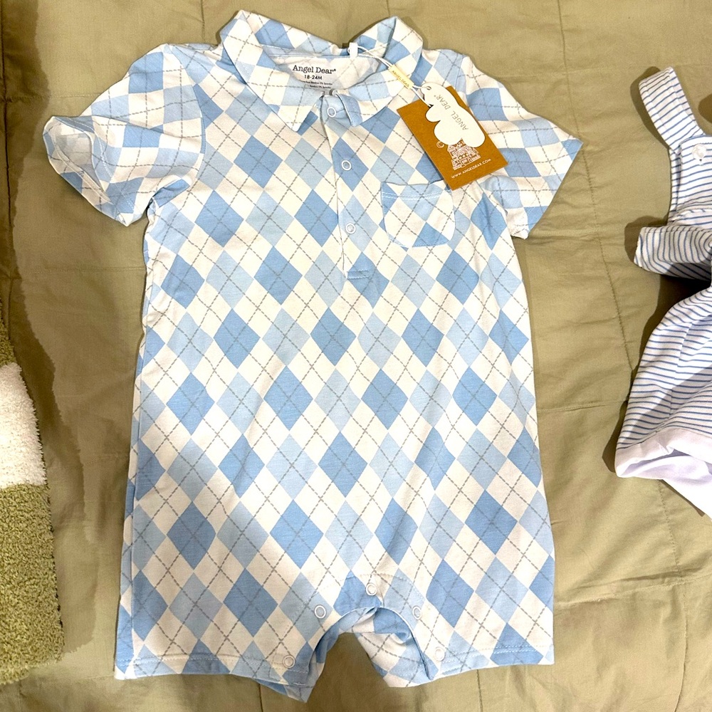 Angel Dear, Polo Shortie, Blue Diamonds, Size 18-24